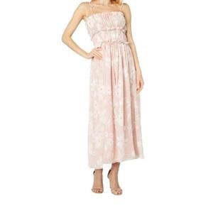NWT En Saison Women's Gabby Square Tie Sleeve Midi Dress Pink Floral Size Medium